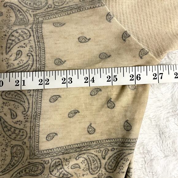 POL Cream Patchwork Bandana V-neck Oversized Multi Media Boho Western Top S - Picture 6 of 6